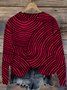 Damen Rundhals abstrakte Streifen Lässig Frühling/Herbst Baumwolle Langarm Sweatshirt