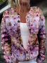 Damen Retro Frühling/Herbst Geblümt Strickjacke