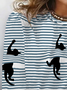 Damen Langarm T-Shirts T-Shirt Frühling/Herbst Gestreift Jersey Rundhals Täglich Ausgehen Lässig Oberteile