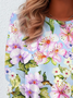 Damen Langarm T-Shirts T-Shirt Frühling/Herbst Geblümt Jersey Rundhals Täglich Ausgehen Lässig Oberteile