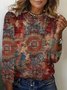 Damen Langarm T-Shirts T-Shirt Frühling/Herbst Ethnisch Jersey Rundhals Täglich Ausgehen Lässig Oberteile