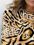 Damen Langarm T-Shirts T-Shirt Frühling/Herbst Leopard Jersey Rundhals Täglich Ausgehen Lässig Oberteile
