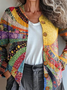 Damen 3d Drucken Lässig Frühling/Herbst Strickjacke