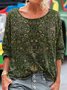 Damen Langarm T-Shirts T-Shirt Frühling/Herbst Ethnisch Jersey Rundhals Täglich Ausgehen Lässig Oberteile