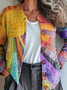 Damen 3d Drucken Lässig Frühling/Herbst Strickjacke