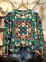 Damen Rundhals Ethnisch Lässig Frühling/Herbst Langarm Sweatshirt