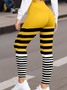 Damen Lässig Gestreift Jersey Alle Jahreszeiten Lang Leggings