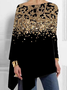 Damen Langarm Bluse Frühling/Herbst Farbblock Jersey Rundhals Täglich Ausgehen Lässig Oberteile