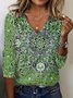Damen Langarm T-Shirts T-Shirt Frühling/Herbst Ethnisch Jersey V-Ausschnitt Urlaub Ausgehen Lässig Oberteile