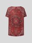 Damen Kurzarm T-Shirts T-Shirt Sommer Ethnisch Jersey V-Ausschnitt Urlaub Ausgehen Lässig Oberteile