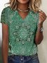 Damen Kurzarm T-Shirts T-Shirt Sommer Ethnisch Jersey V-Ausschnitt Urlaub Ausgehen Lässig Oberteile