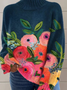 Damen Rollkragen Geblümt Lässig Frühling/Herbst Langarm Sweatshirt