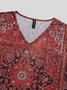 Damen Kurzarm T-Shirts T-Shirt Sommer Ethnisch Jersey V-Ausschnitt Urlaub Ausgehen Lässig Oberteile