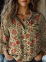 Damen Langarm Bluse Frühling/Herbst Ethnisch Schalkragen Täglich Ausgehen Retro Oberteile