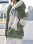 Damen Frühling/Herbst Oberbekleidung Lässig Fluff/Granular-Fleece-Stoff Farbblock Langarm Kapuze Jacke