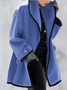 Winter Jacken Damen Wolle Retro Tasche Patchwork Mittellang Kapuze Mantel