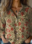 Damen Langarm Bluse Frühling/Herbst Ethnisch Schalkragen Täglich Ausgehen Retro Oberteile