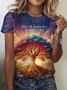 Damen Kurzarm T-Shirts T-Shirt Sommer Botanisch Muster Jersey Rundhals Täglich Ausgehen Lässig Oberteile