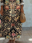 Damen Langarm Frühling/Herbst Ethnisch Jersey Kleid V-Ausschnitt Täglich Ausgehen Lässig Maxikleid A-Linien T-Shirt-Kleid