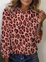 Damen Langarm T-Shirts T-Shirt Frühling/Herbst Leopard Jersey Rundhals Täglich Ausgehen Lässig Oberteile