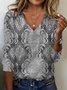 Damen Langarm T-Shirts T-Shirt Frühling/Herbst Ethnisch Jersey V-Ausschnitt Täglich Ausgehen Lässig Oberteile