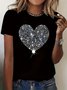 Damen Kurzarm T-Shirts T-Shirt Sommer Herz/Herz Jersey Rundhals Urlaub Ausgehen Retro Oberteile