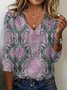 Damen Langarm T-Shirts T-Shirt Frühling/Herbst Ethnisch Jersey V-Ausschnitt Täglich Ausgehen Lässig Oberteile