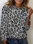 Damen Langarm T-Shirts T-Shirt Frühling/Herbst Leopard Jersey Rundhals Täglich Ausgehen Lässig Oberteile