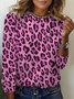 Damen Langarm T-Shirts T-Shirt Frühling/Herbst Leopard Jersey Rundhals Täglich Ausgehen Lässig Oberteile