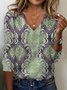 Damen Langarm T-Shirts T-Shirt Frühling/Herbst Ethnisch Jersey V-Ausschnitt Täglich Ausgehen Lässig Oberteile