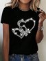 Damen Kurzarm T-Shirts T-Shirt Sommer Herz/Herz Jersey Rundhals Urlaub Ausgehen Retro Oberteile