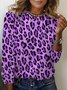 Damen Langarm T-Shirts T-Shirt Frühling/Herbst Leopard Jersey Rundhals Täglich Ausgehen Lässig Oberteile