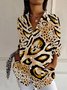Damen Langarm Bluse Frühling/Herbst Leopard Hemdkragen Täglich Ausgehen Lässig Oberteile