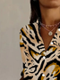 Damen Langarm Bluse Frühling/Herbst Leopard Hemdkragen Täglich Ausgehen Lässig Oberteile