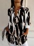 Damen Langarm Bluse Frühling/Herbst Leopard Hemdkragen Urlaub Ausgehen Lässig Oberteile