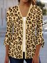 Damen Frühling/Herbst Oberbekleidung Lässig Leopard Jersey Schal Jacke