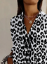 Damen Langarm Bluse Frühling/Herbst Leopard Hemdkragen Täglich Ausgehen Lässig Oberteile