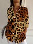 Damen Langarm Bluse Frühling/Herbst Leopard Hemdkragen Urlaub Ausgehen Lässig Oberteile