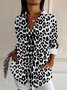 Damen Langarm Bluse Frühling/Herbst Leopard Hemdkragen Täglich Ausgehen Lässig Oberteile