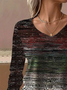 Damen Langarm T-Shirts T-Shirt Frühling/Herbst Ethnisch Jersey V-Ausschnitt Täglich Ausgehen Lässig Oberteile