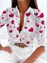 Damen Langarm Bluse Frühling/Herbst Herz/Herz Hemdkragen Urlaub Ausgehen Retro Oberteile