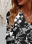 Damen Langarm Bluse Frühling/Herbst Botanisch Muster Jersey V-Ausschnitt Täglich Ausgehen Lässig Oberteile