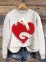 Damen 3d Drucken Rundhals Retro Frühling/Herbst Langarm Sweatshirt