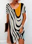Damen Kurzarm Sommer Geometrisch Jersey Kleid Rundhals Täglich Ausgehen Lässig Mini H-Linie Tunika