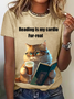 Damen Kurzarm T-Shirts T-Shirt Sommer Katze Jersey Rundhals Täglich Ausgehen Lässig Oberteile