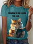 Damen Kurzarm T-Shirts T-Shirt Sommer Katze Jersey Rundhals Täglich Ausgehen Lässig Oberteile