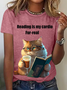 Damen Kurzarm T-Shirts T-Shirt Sommer Katze Jersey Rundhals Täglich Ausgehen Lässig Oberteile