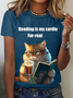 Damen Kurzarm T-Shirts T-Shirt Sommer Katze Jersey Rundhals Täglich Ausgehen Lässig Oberteile