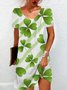 Damen Kurzarm Sommer vierblättriges Kleeblatt Jersey Kleid Rundhals Täglich Ausgehen Lässig Mini H-Linie Tunika