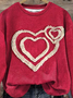 Damen Rundhals Herz/Herz Retro Frühling/Herbst Langarm Sweatshirt